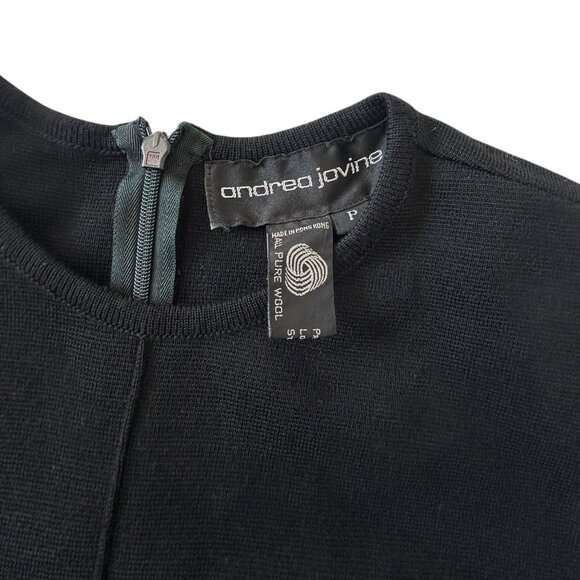 Andrea Jovine Vintage Wool Knit Shift Dress Black P /XS Hong Kong 1980s - Picture 3 of 11